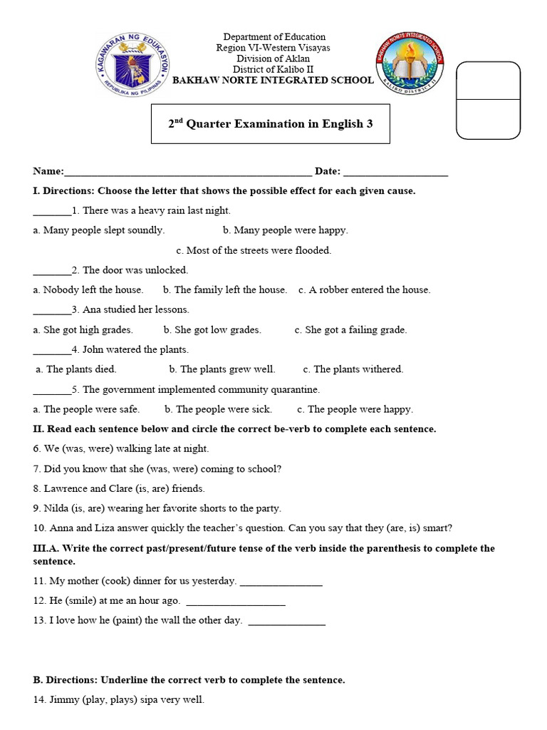 2nd QTR Exam f2f 1 | PDF