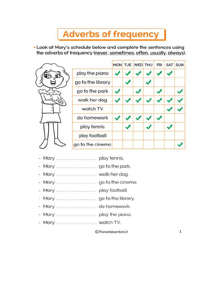 Adverbs of Frequency Worksheet 4 | PDF