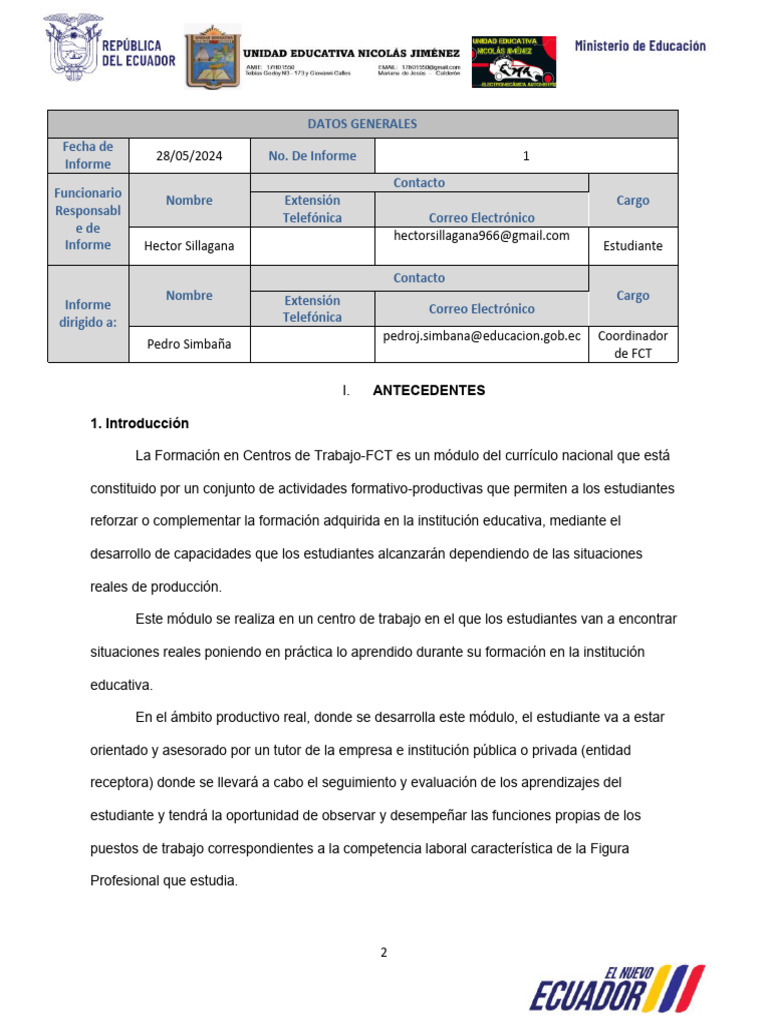 Informe sobre Formación en Centros de Trabajo | PDF | Carburador | Business