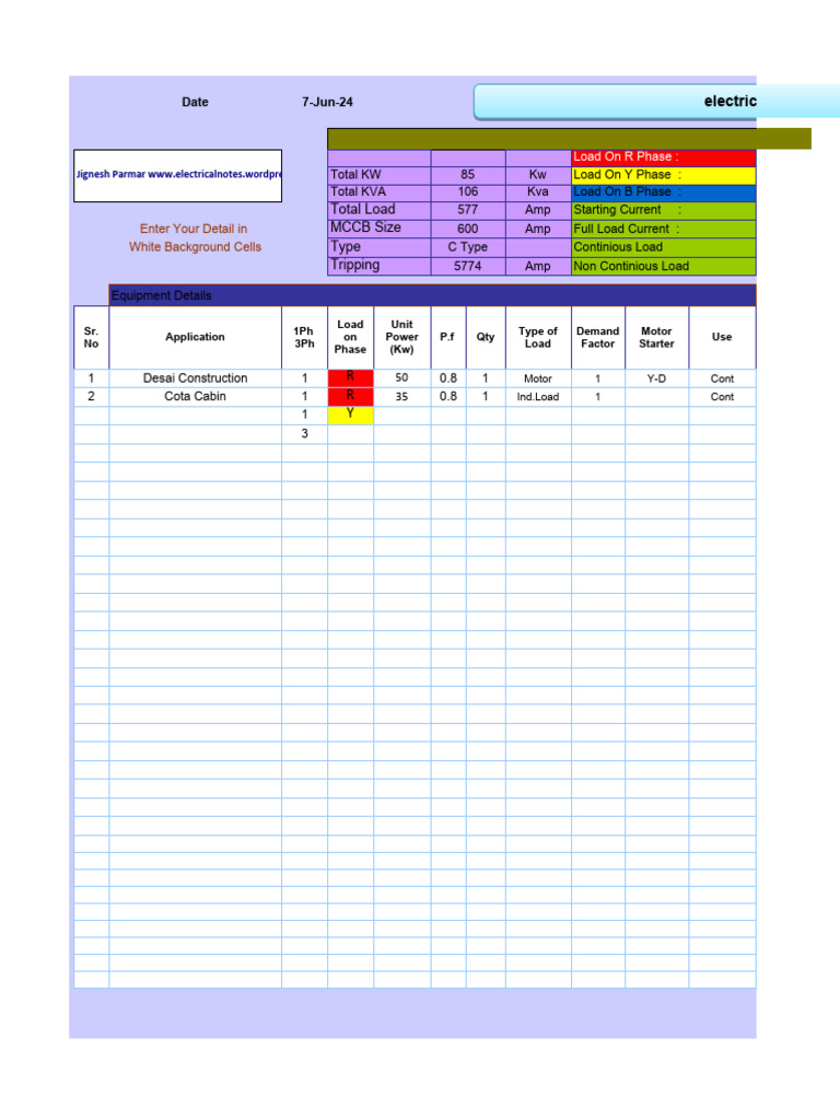 Electrical Load Calculation and Energy Consumption 22 8 12 | PDF ...