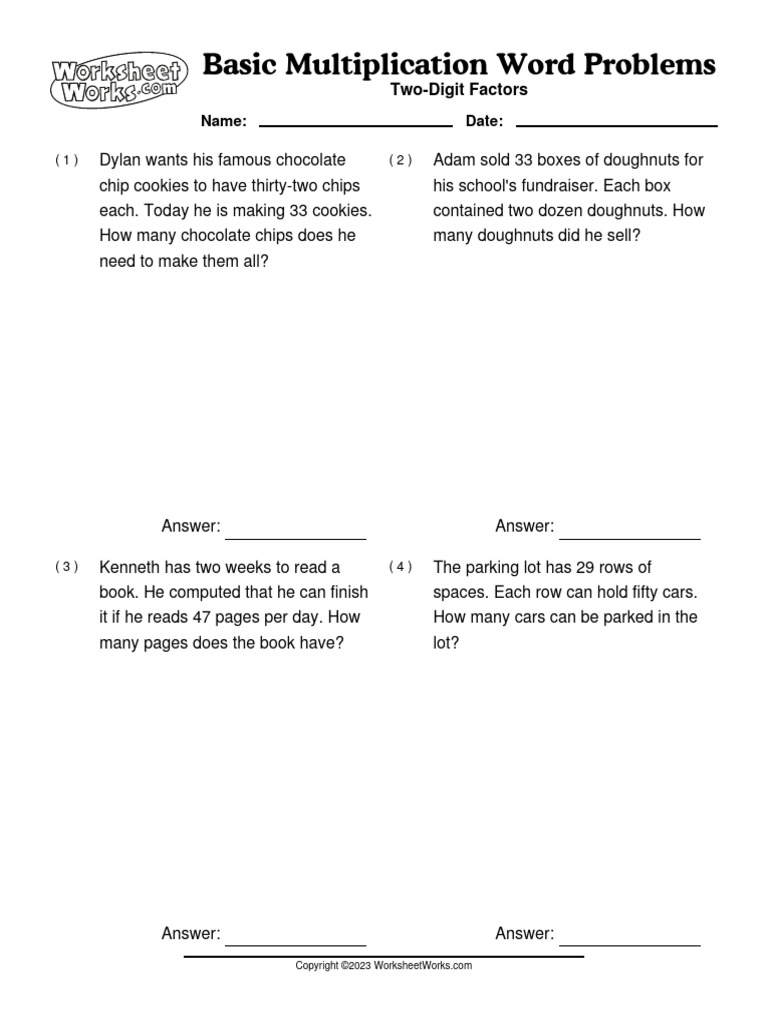 WorksheetWorks Basic Multiplication Word Problems 1 | PDF | Snack Food ...