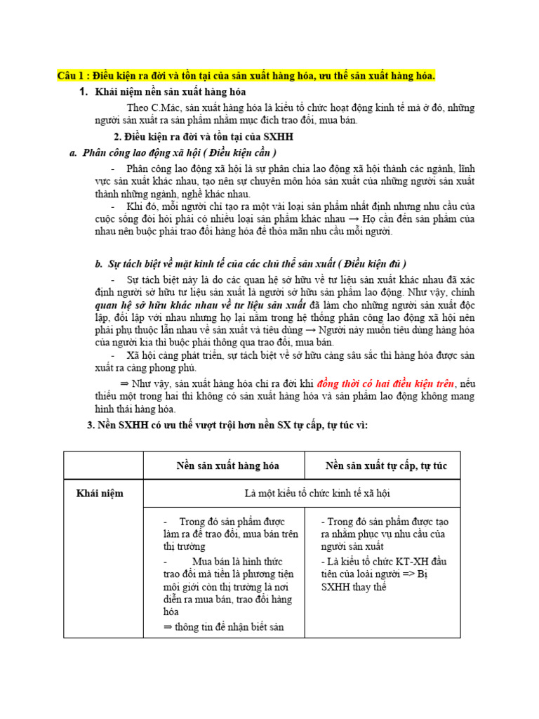 Đề cương KTCT 1 | PDF