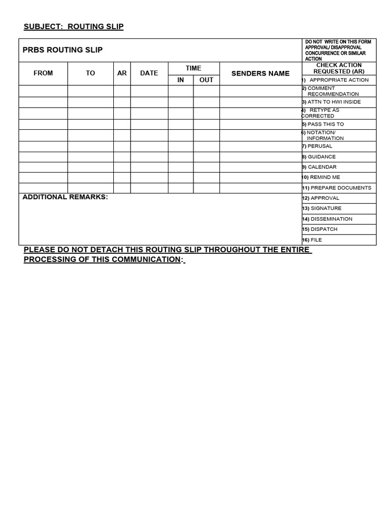 PRBS Routing Slip Approval Process | PDF