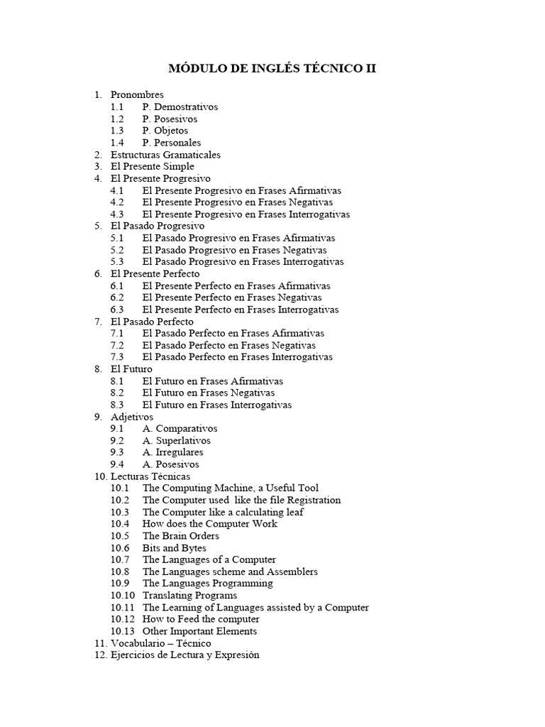 Módulo De Inglés Técnico Ii Pdf