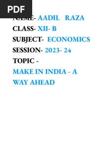 Economics Project - Make in India - A Way Ahead