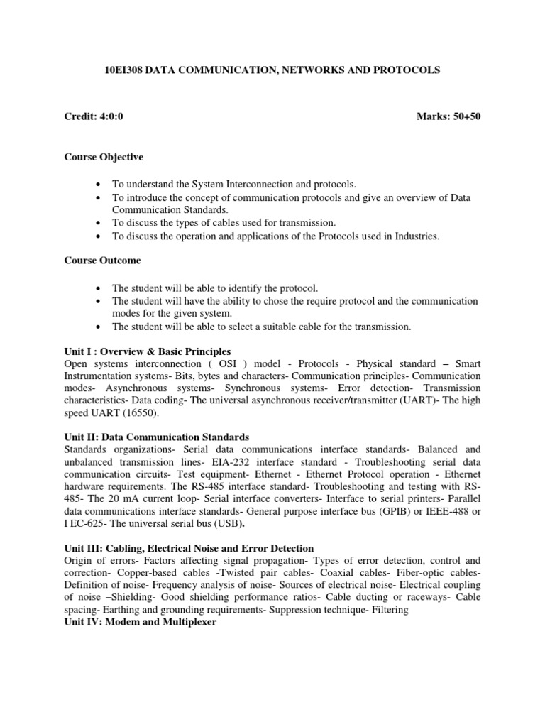 10ei308 Data Communication | PDF | Communications Protocols | Computer ...