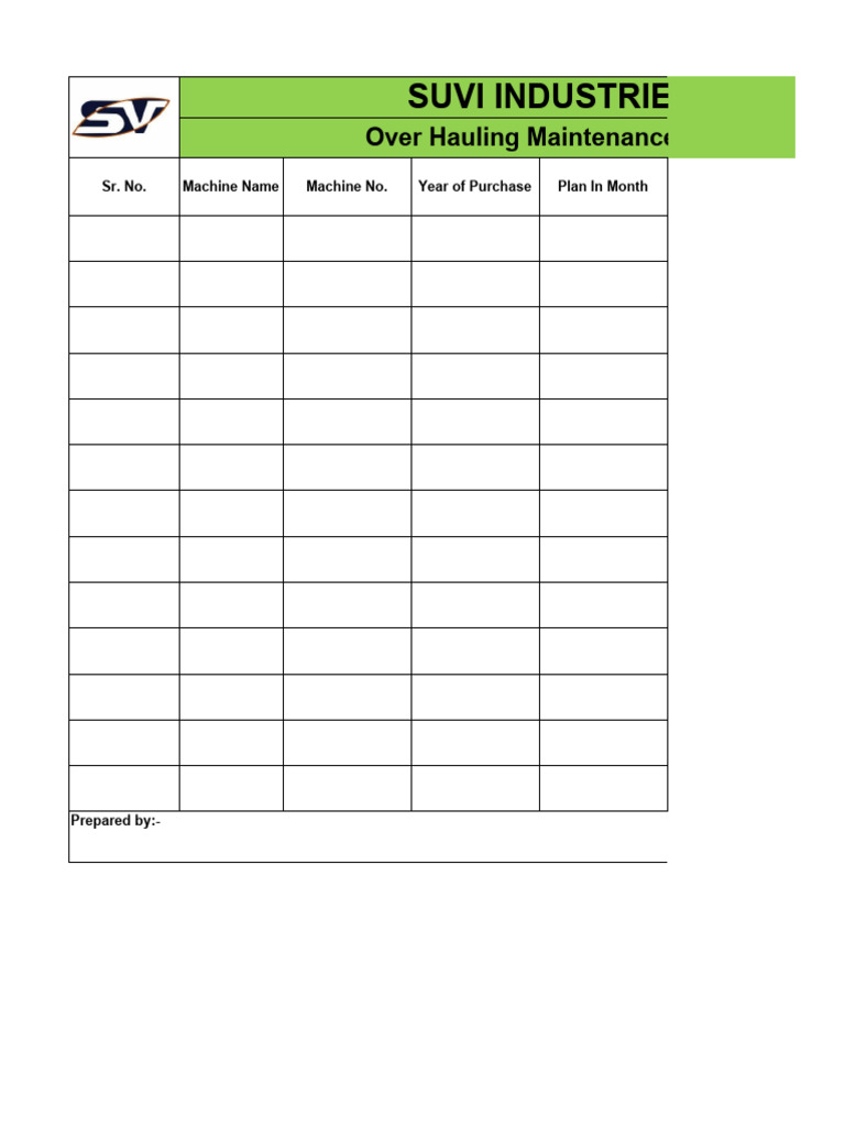 SUVI Industries Maintenance Schedule | PDF | Technology & Engineering