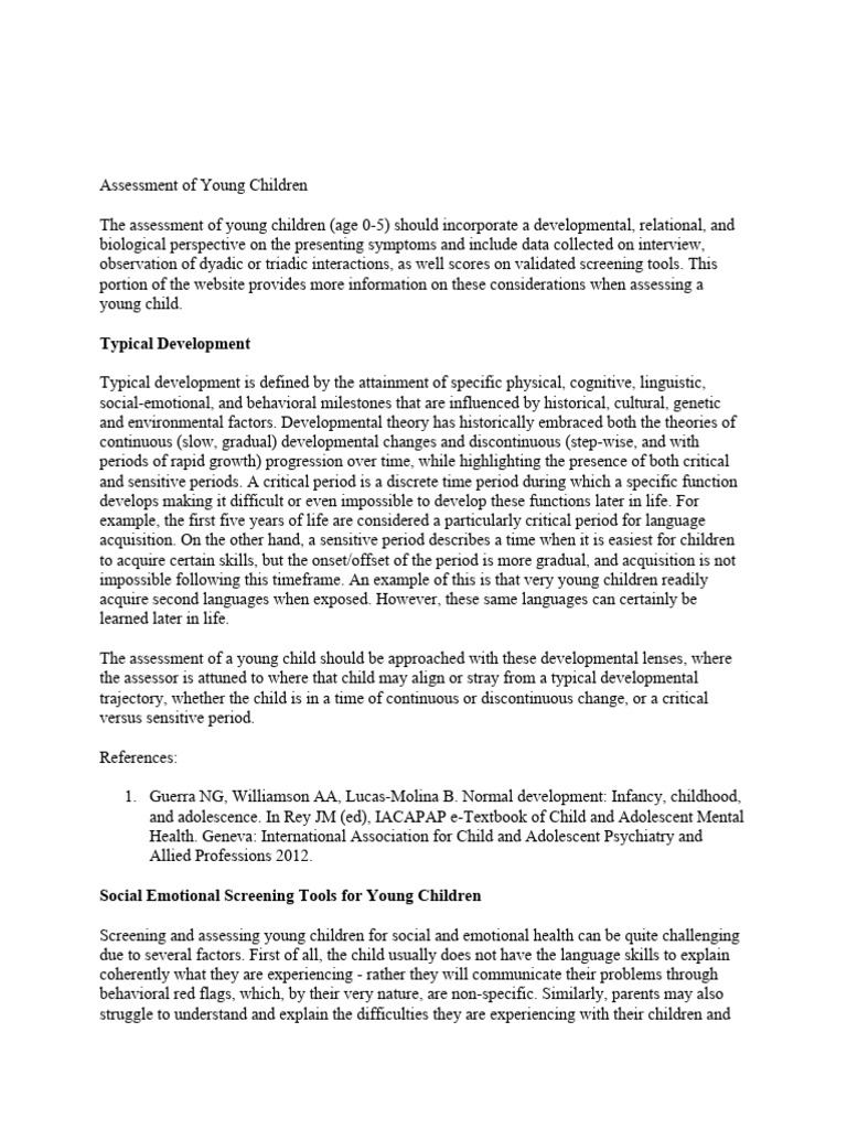 Assessment Of Young Children Pdf Child Development Parenting