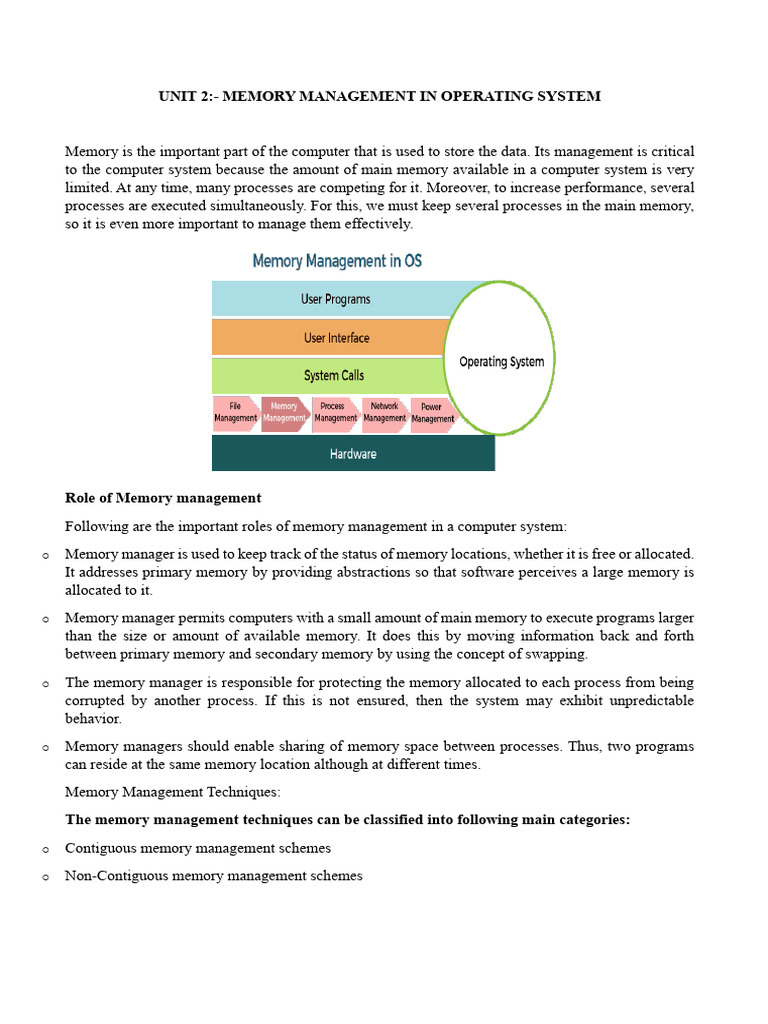 Unit-2 Memory Management | PDF | Computer Data Storage | Process ...