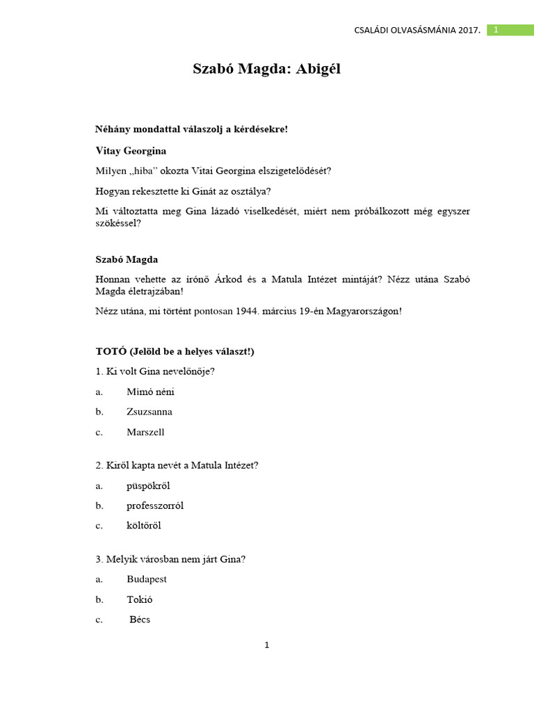 8 o Szabo Magda Abigel | PDF