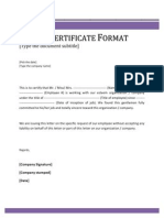 Salary Certificate Format