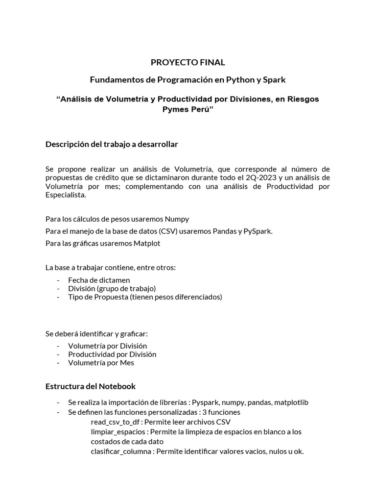 Proyecto Final Fundamentos de Programación en Python | PDF ...