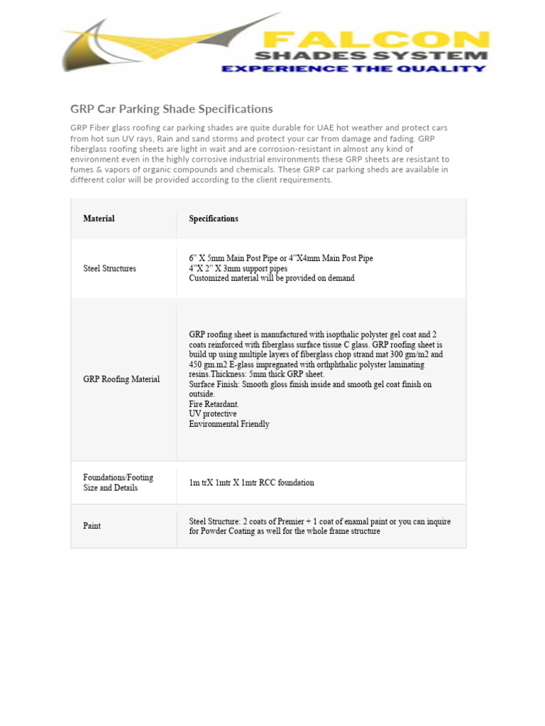 GRP Car Parking Shed | PDF | Technology & Engineering