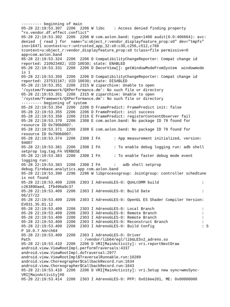 Android App Log Analysis and Errors | PDF | Computer Architecture ...