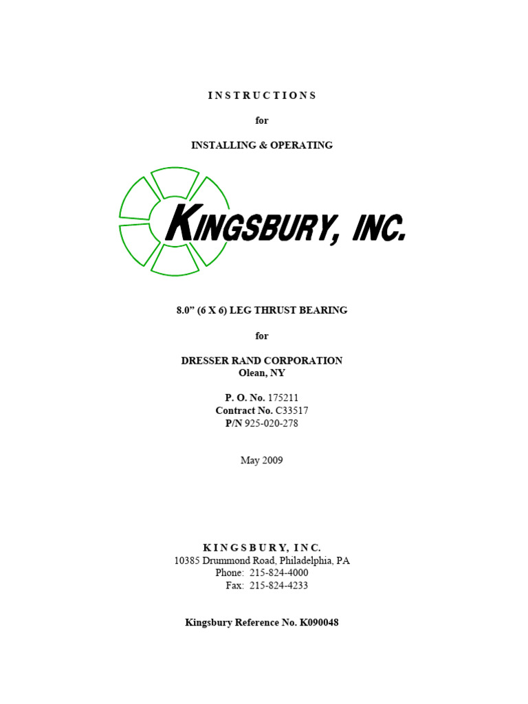 LEG Thrust Bearing Installation Guide | PDF | Bearing (Mechanical ...