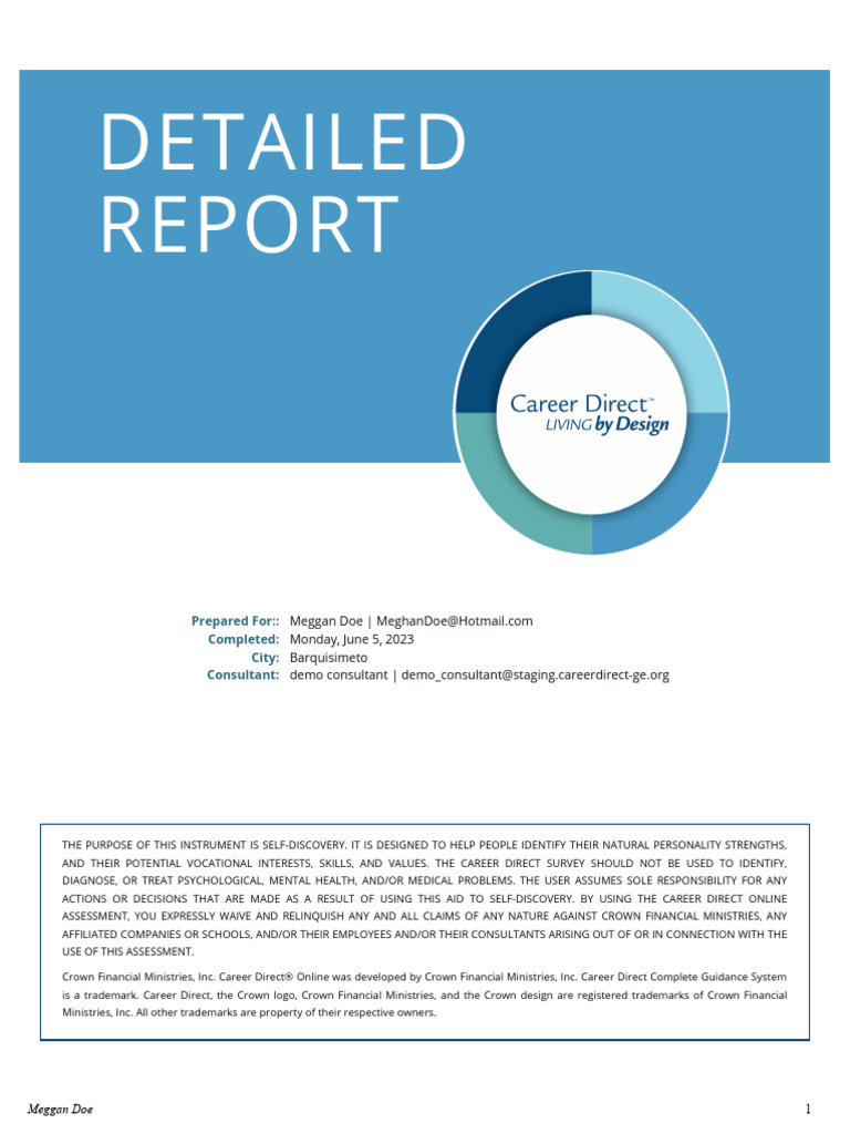 Career Direct Self-Discovery Report | PDF | Extraversion And ...