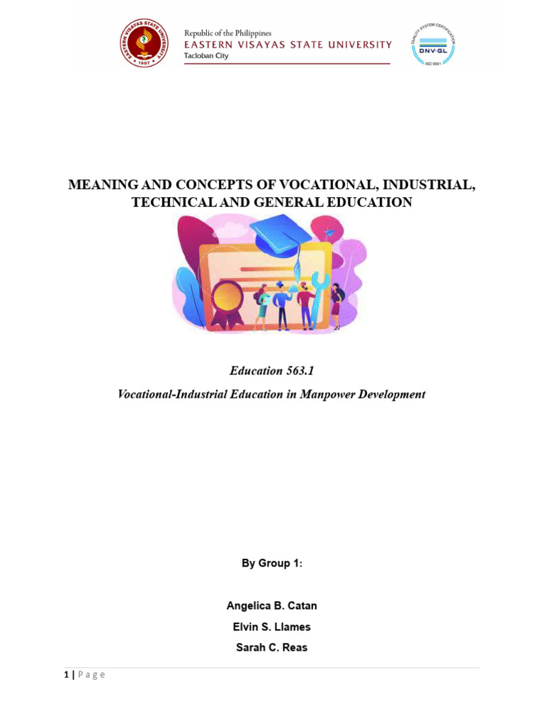 Meaning and concepts of vocational industrial technical and general