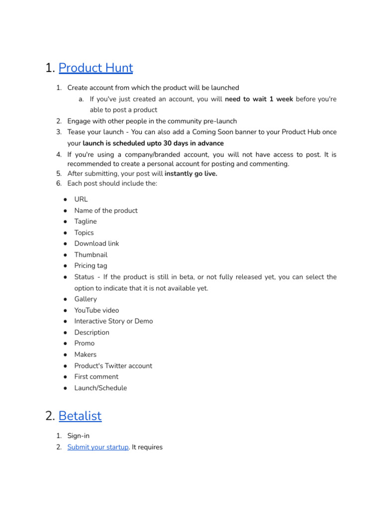 Product Launch Submission Guide | PDF | Startup Company | Small ...