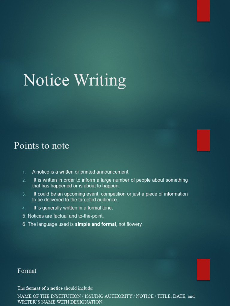 Notice Writing Guidelines and Example | PDF | Career & Growth | Social ...