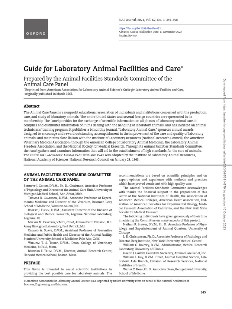 Ilac012 Guide For Laboratory Animal Facilities and Care | Download Free ...