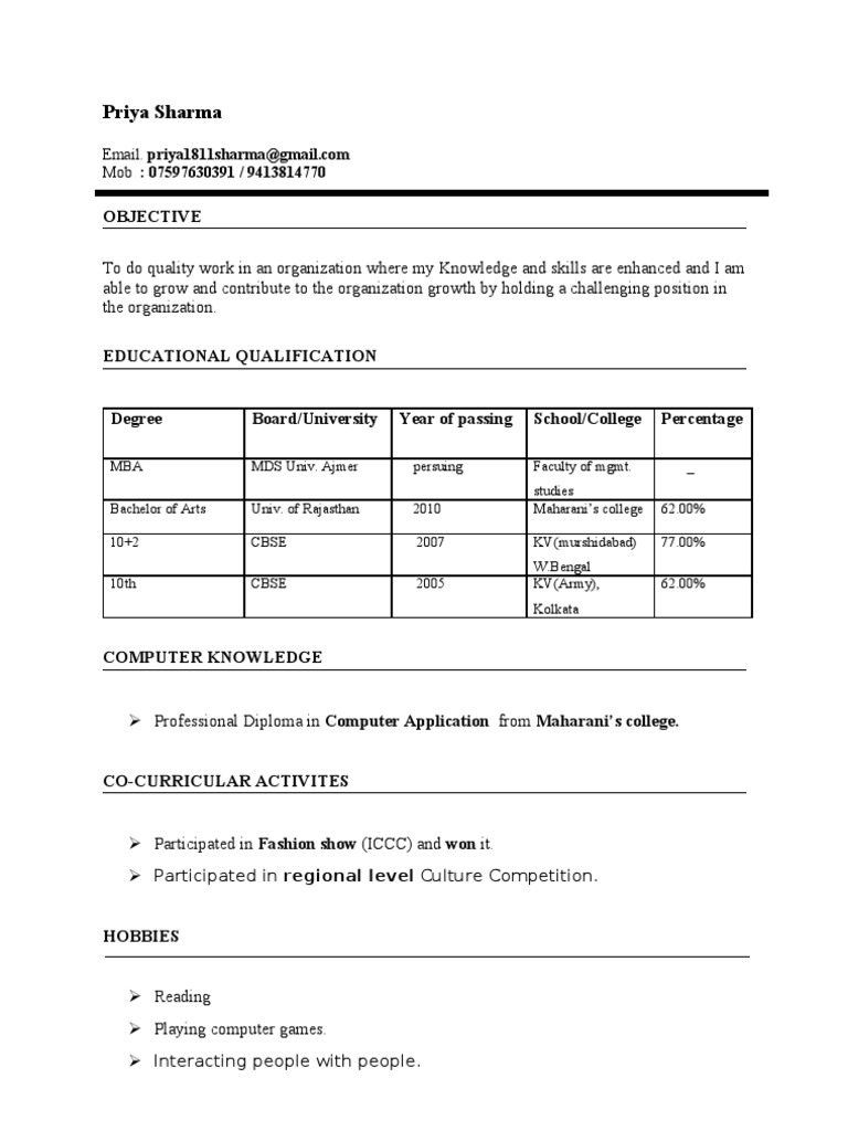 Priya Sharma - CV | PDF