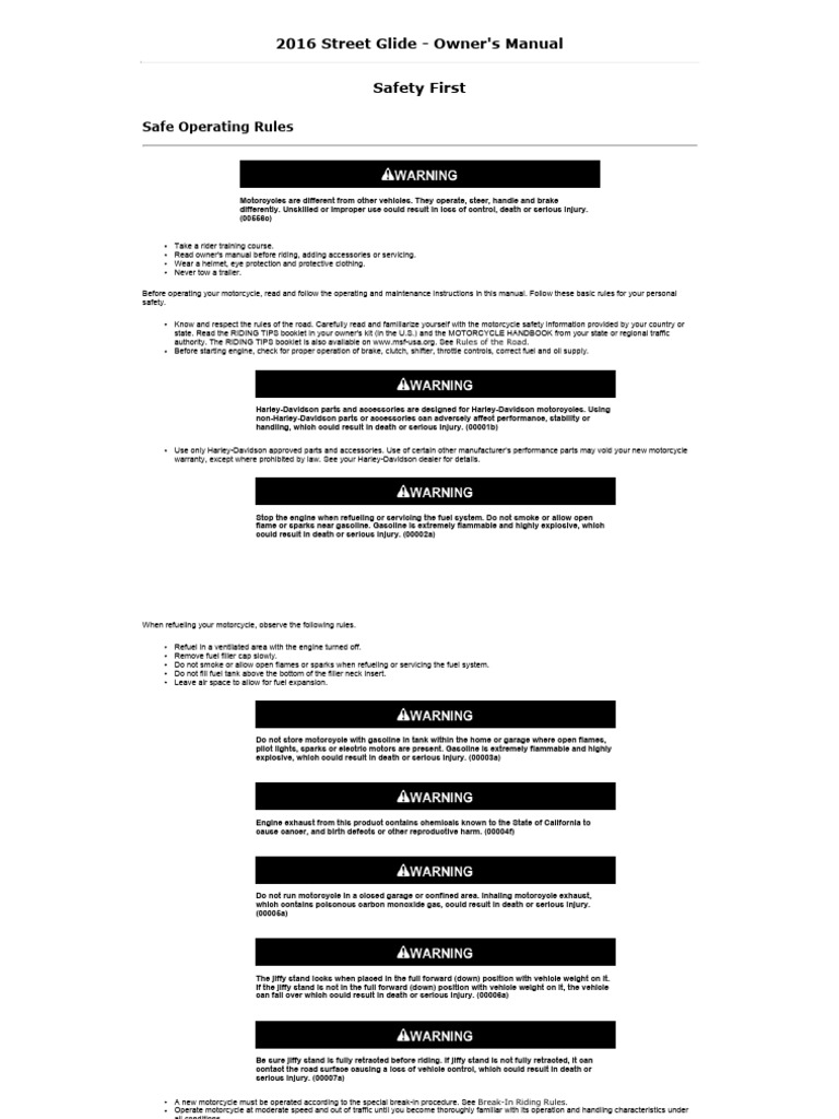 2015 STREET GLIDE OWNERS MANUAL visual data 7