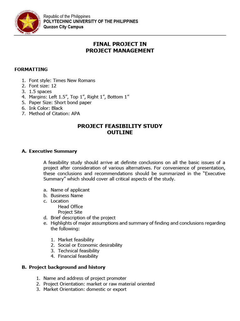 Final Project in Project Management | PDF | Feasibility Study | Economics