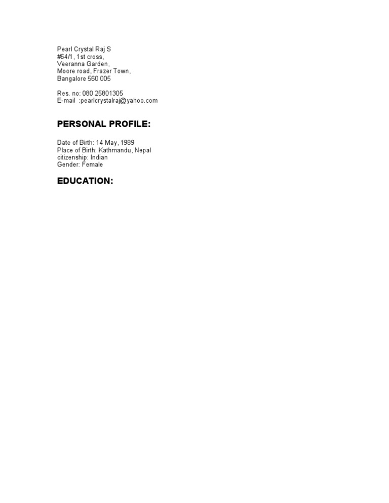 Personal Profile | PDF