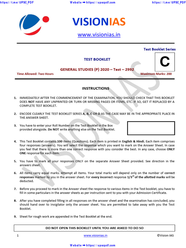 Vision IAS Prelims 2020 Test 30 Question Hindi | PDF | Taxes | Plant ...