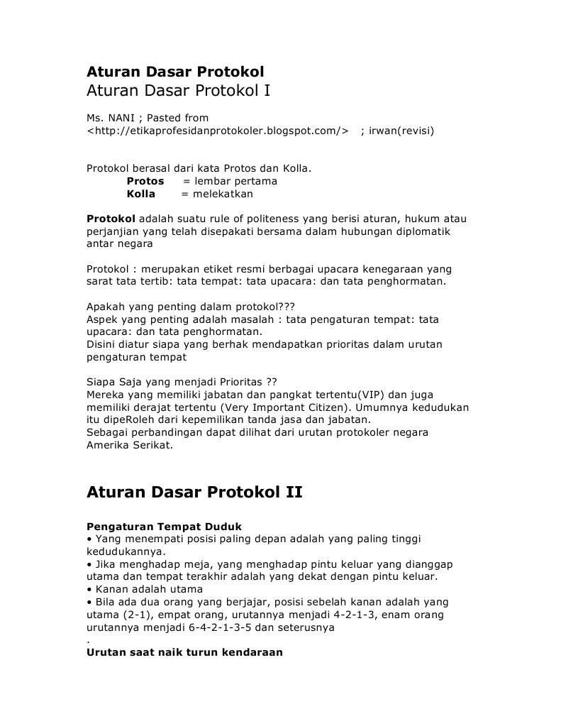 Aturan Protokol Tempat Duduk Upacara | PDF