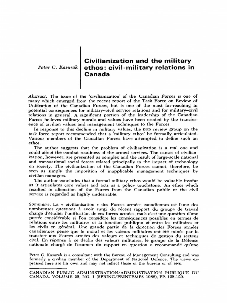 civilianization-and-the-military-ethos-civil-military-relations-in