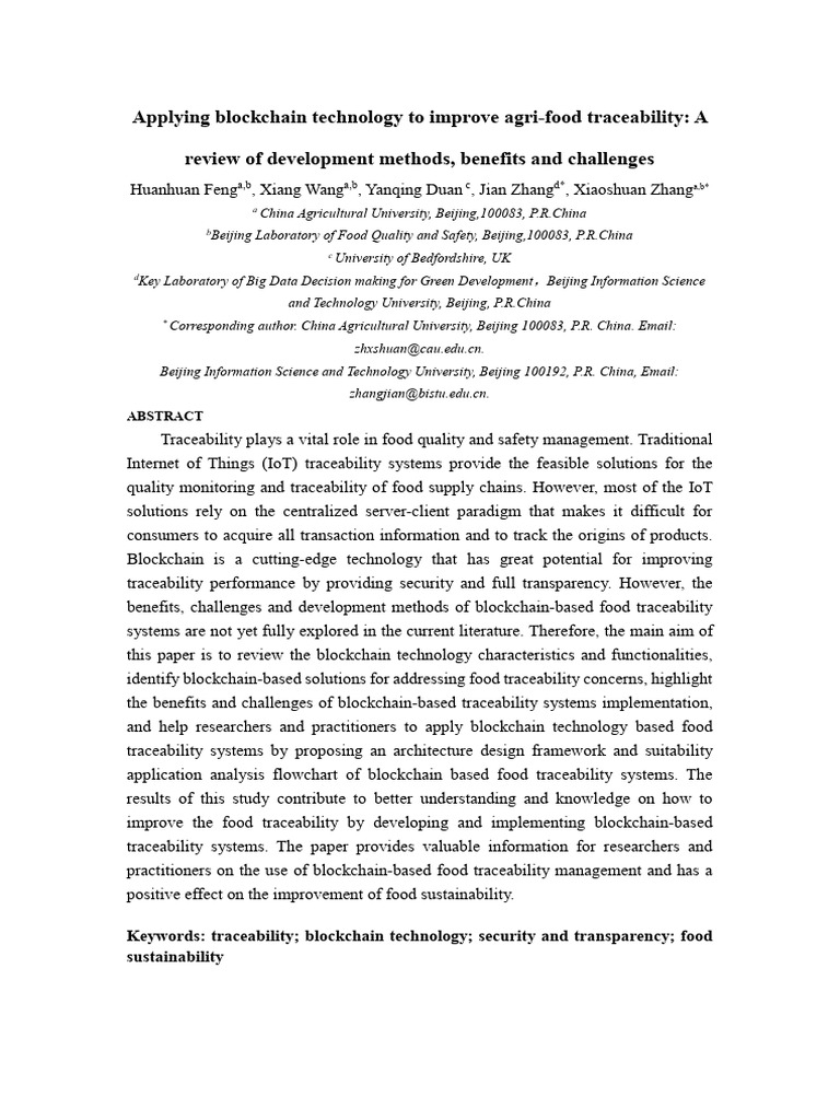 Blockchain Solutions for Food Traceability | PDF | Internet Of Things ...
