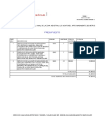 Presupuesto Obra Limpieza y Saniamiento