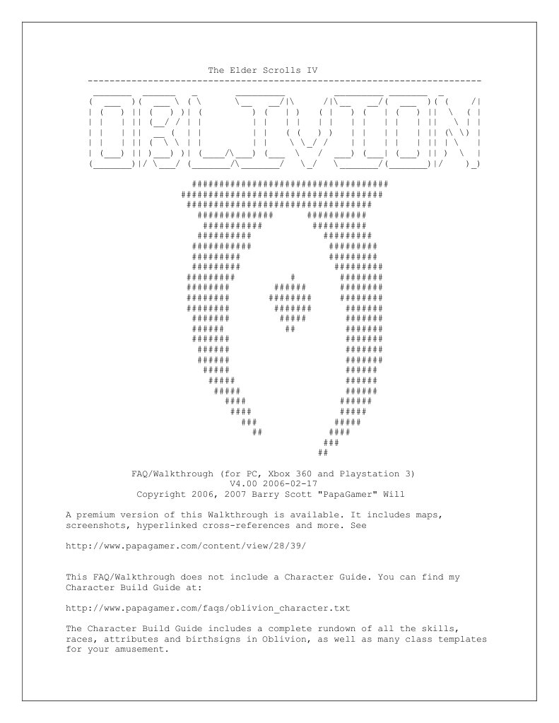 The Elder Scrolls IV PDF Lock (Security Device) Video Games