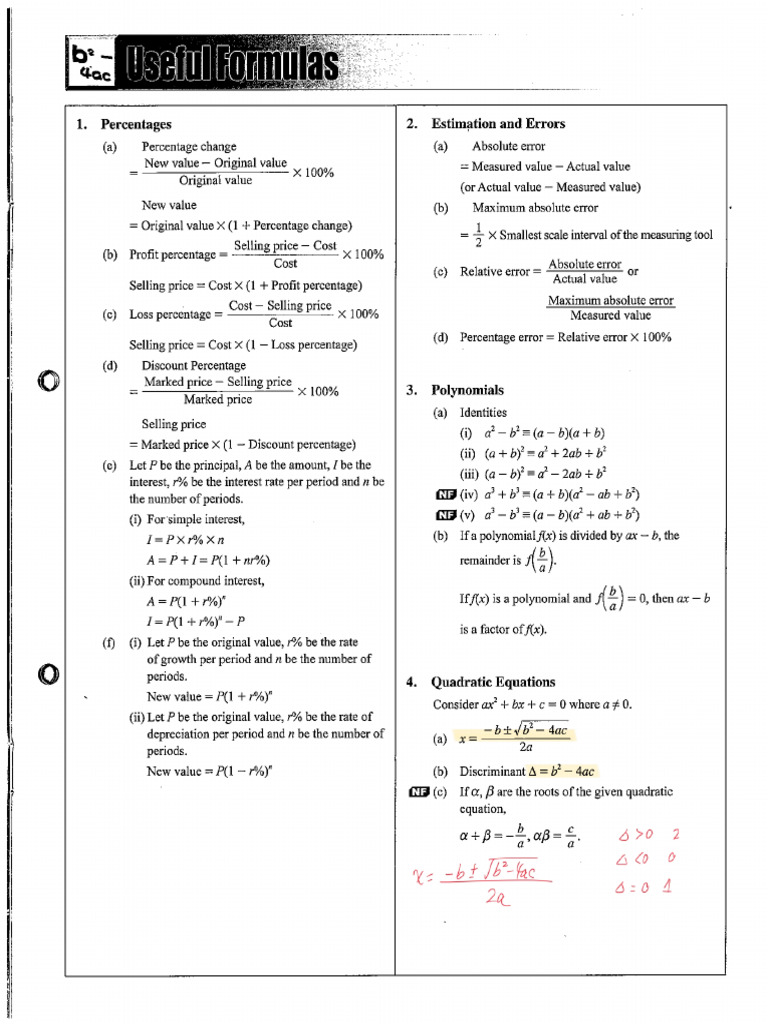 Useful Formula | PDF