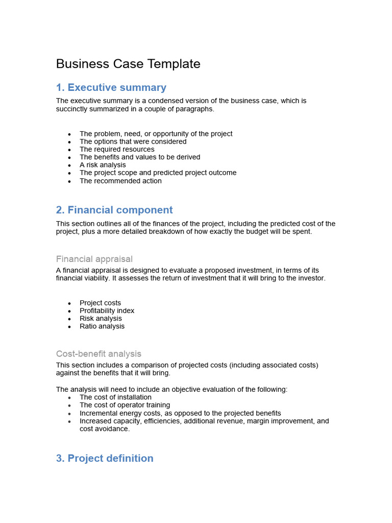 Business Case Template | PDF | Risk | Risk Management