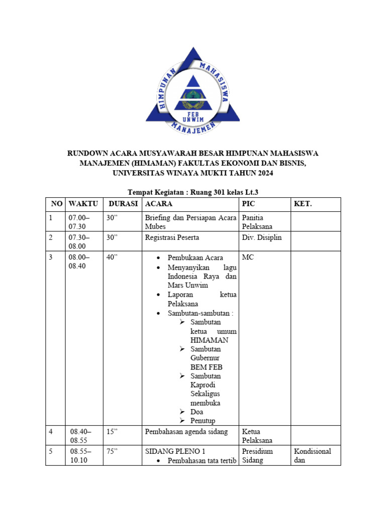 Rundown Mubes HIMAMAN 2024 | PDF