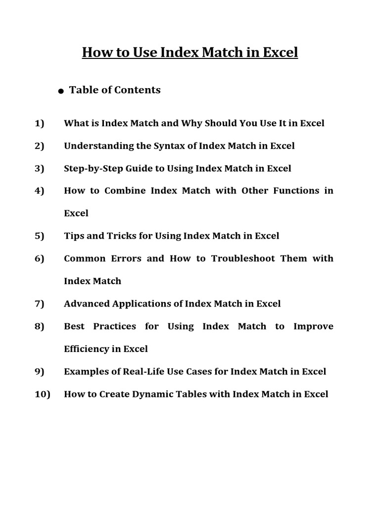 How To Use INDEX MATCH in Excel | PDF | Microsoft Excel | Software ...