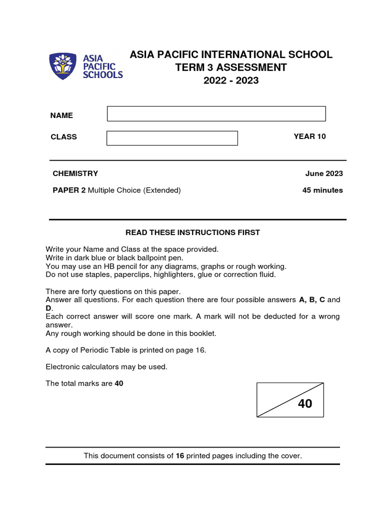 P2 Term 3 Revision Pdf Chemical Reactions Ion
