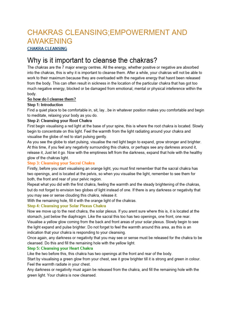 Chakras Cleansing | PDF | Chakra | Meditation