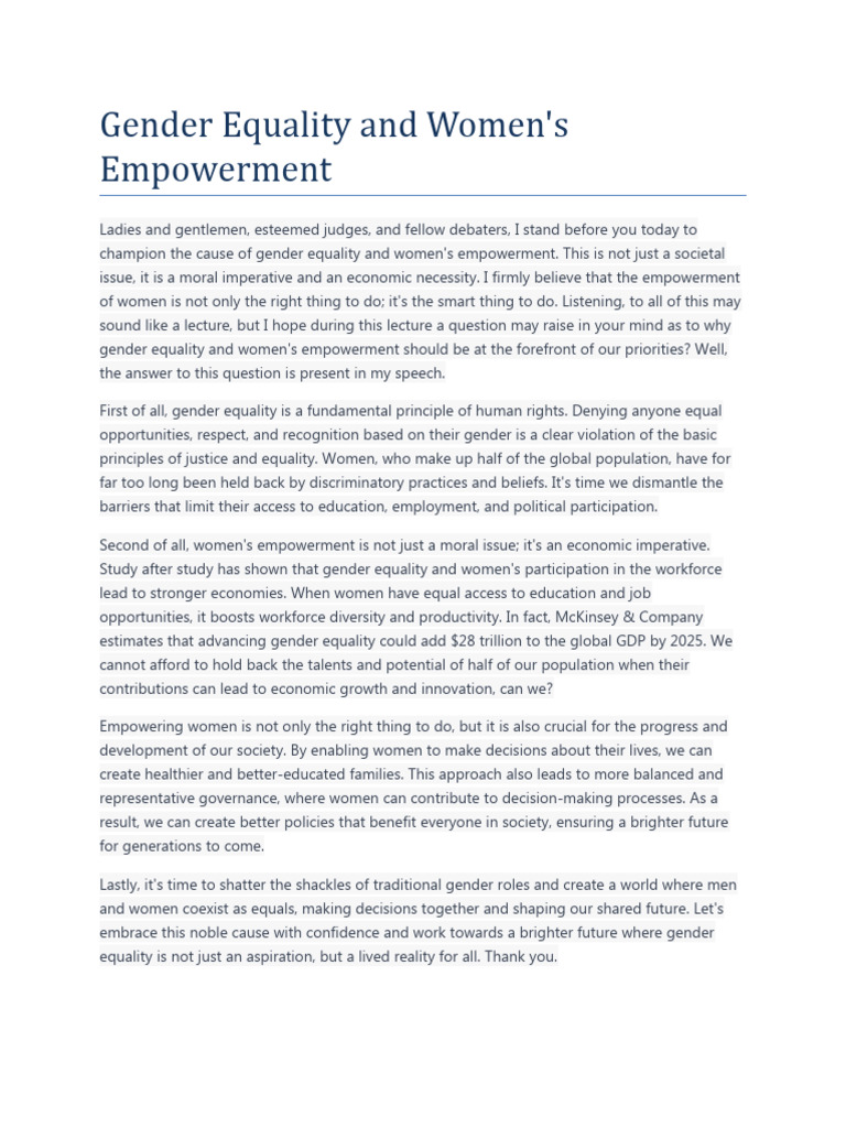 Gender Equality and Women | PDF | Empowerment | Gender Equality