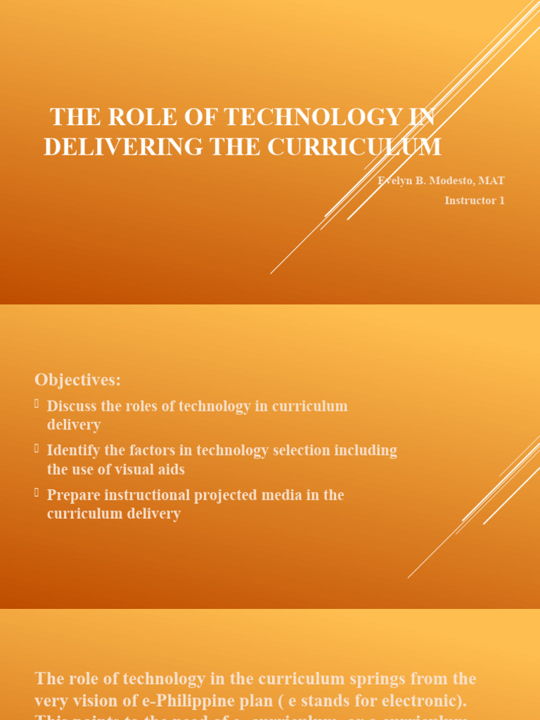 The role of technology in delivering the curriculum pdf educational