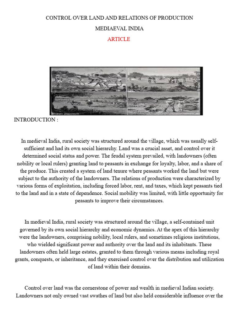 Land Control and Production in Medieval India | PDF | Peasant | Society