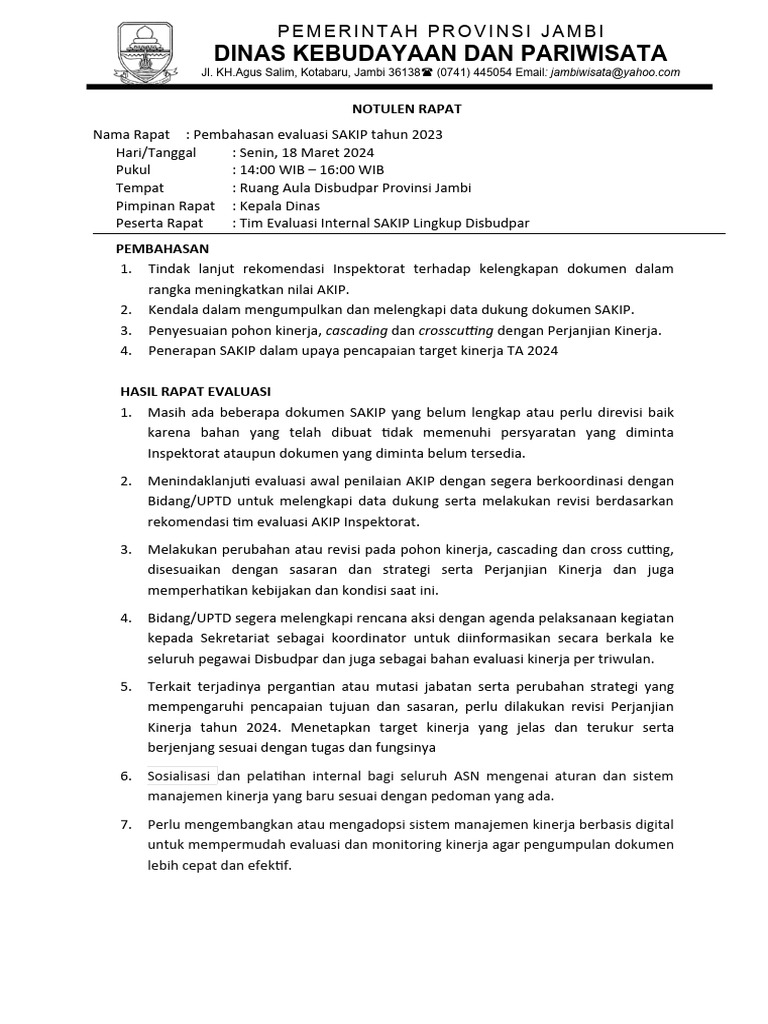 Notulen Rapat Tim Sakip Pdf