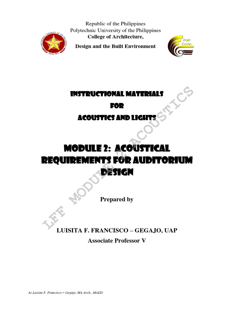 Acoustical Design for Modern Auditoriums | PDF | Acoustics | Sound