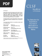 Download Tax Deduction for Expenditure Incurred on Renovation or Refurbishment Works Published May 2008  by Myron Tay SN7401559 doc pdf