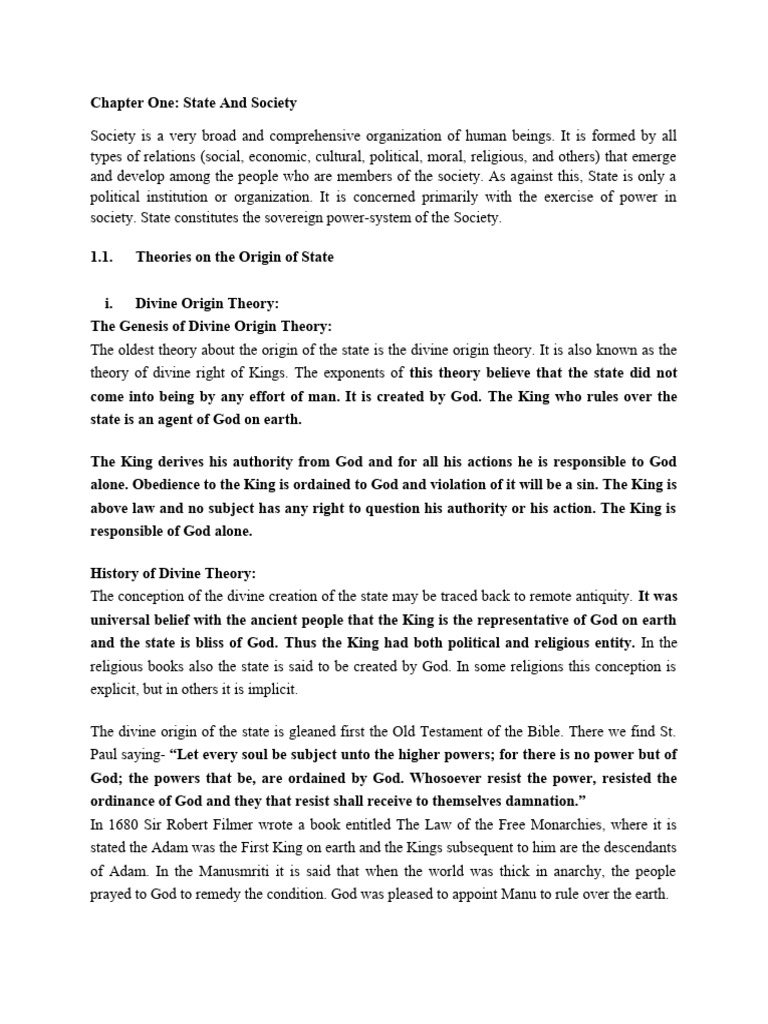 Chapter One, State and Society | PDF | Social Contract | Sovereignty