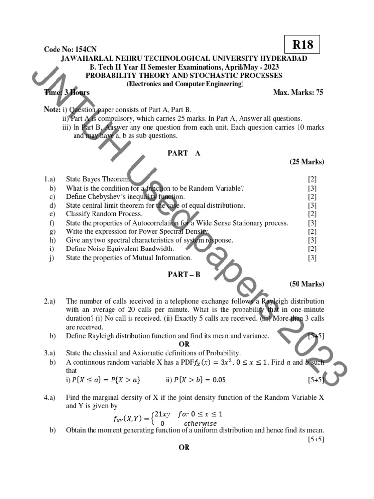 Probability Theory Exam Paper 2023 | PDF | Probability Density Function ...