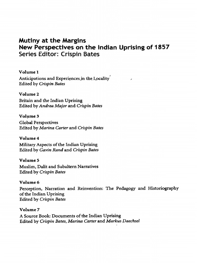 Mutiny at the margins new perspectives on the indian uprising of 1857