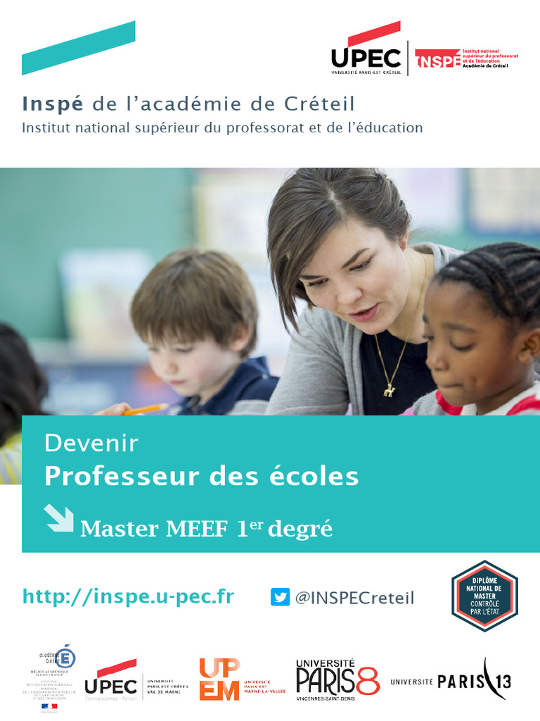 Master MEEF 1er degré à l'Inspé Créteil | PDF | Enseignants | Formation ...